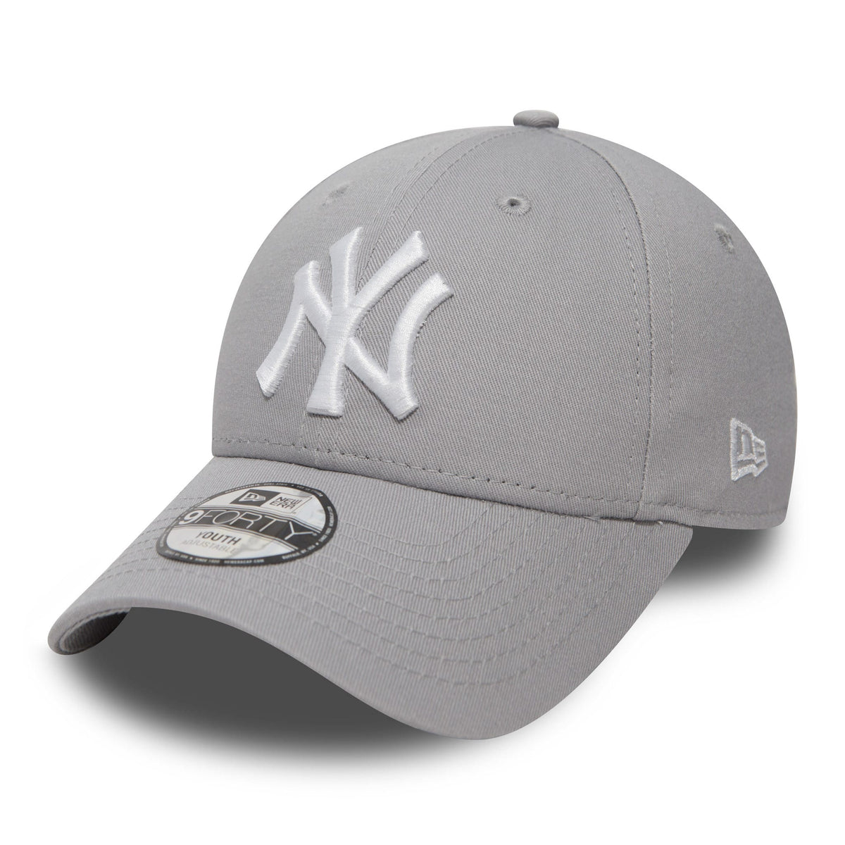 This is a Youth MLB Essential New York Yankees 9FORTY cap in grey. 1