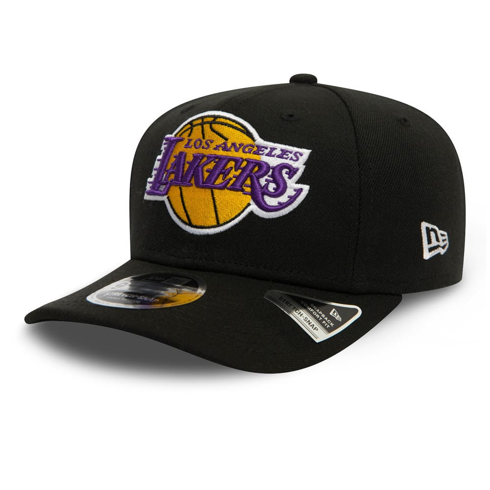 This is a LA Lakers Black 9FIFTY Stretch Snap Cap 1