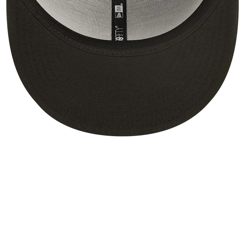 Arizona Diamondbacks Authentic On Field Game Black New Era 59FIFTY Fitted Cap, inside view showing the black undervisor, black taping with the 59FIFTY logo, and a black sweatband lining the structured crown.