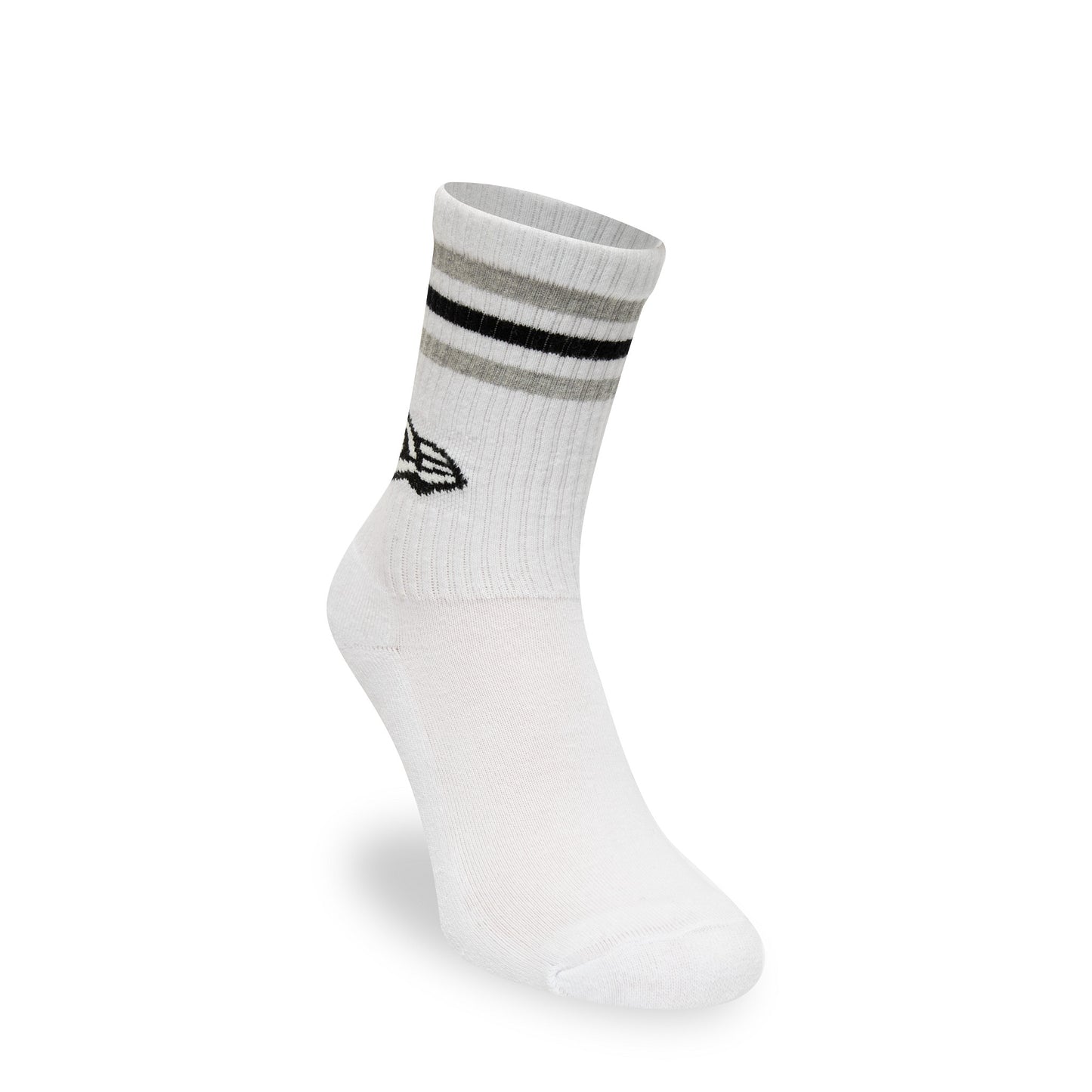 This is a New Era Retro Stripe 3 Pack Crew Black, Grey and White Socks 2