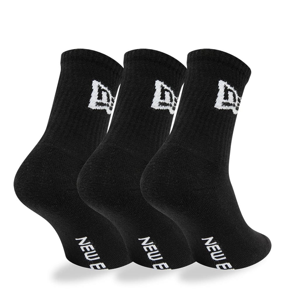 This is a New Era Flag 3 Pack Crew Black Socks 1