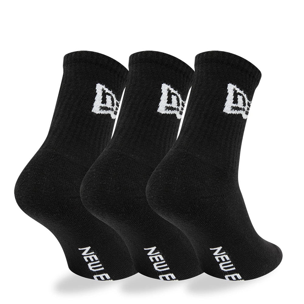 This is a New Era Flag 3 Pack Crew Black Socks 1