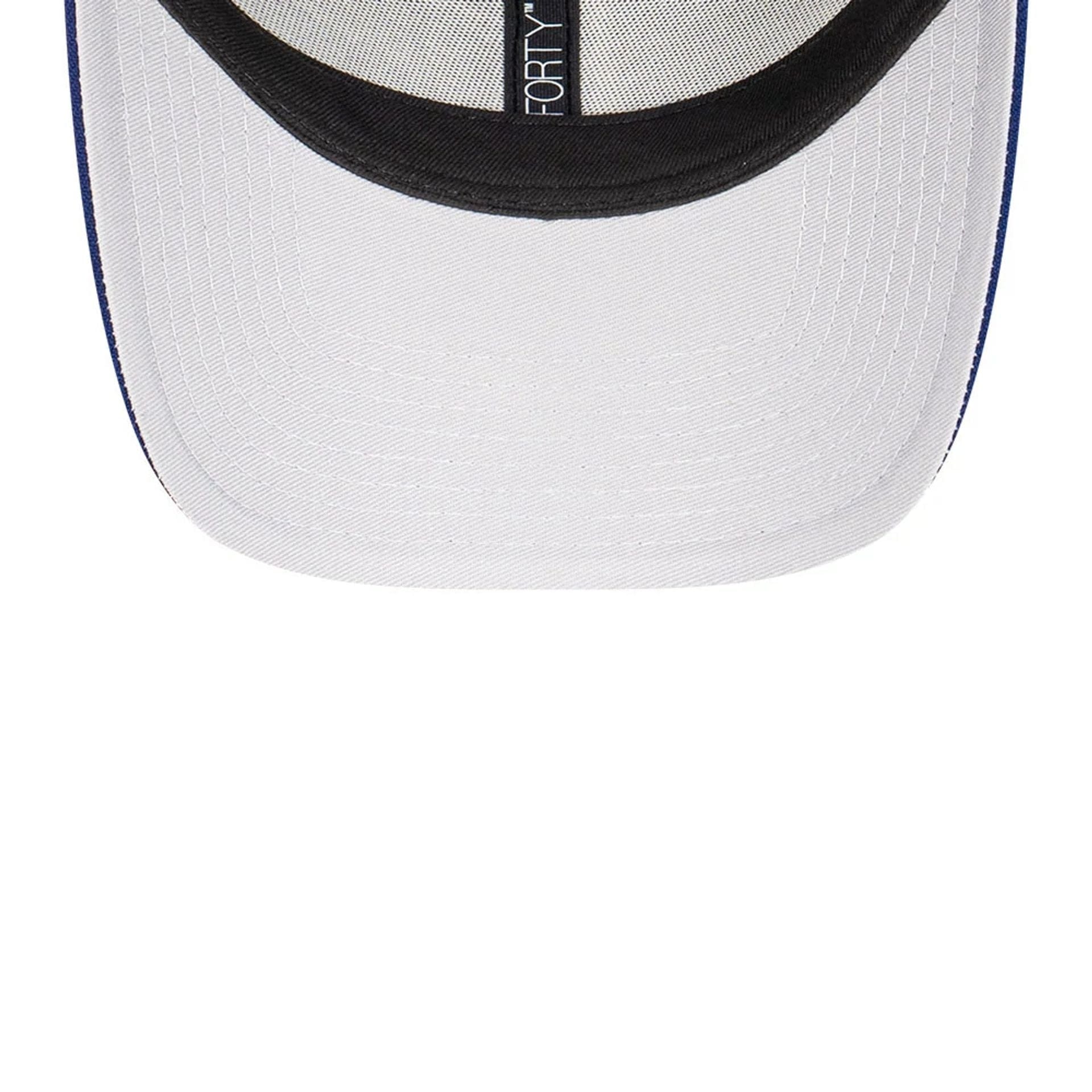 Pictured is this MLB Premium Felt LA Dodgers 9FORTY cap in dark blue. 2