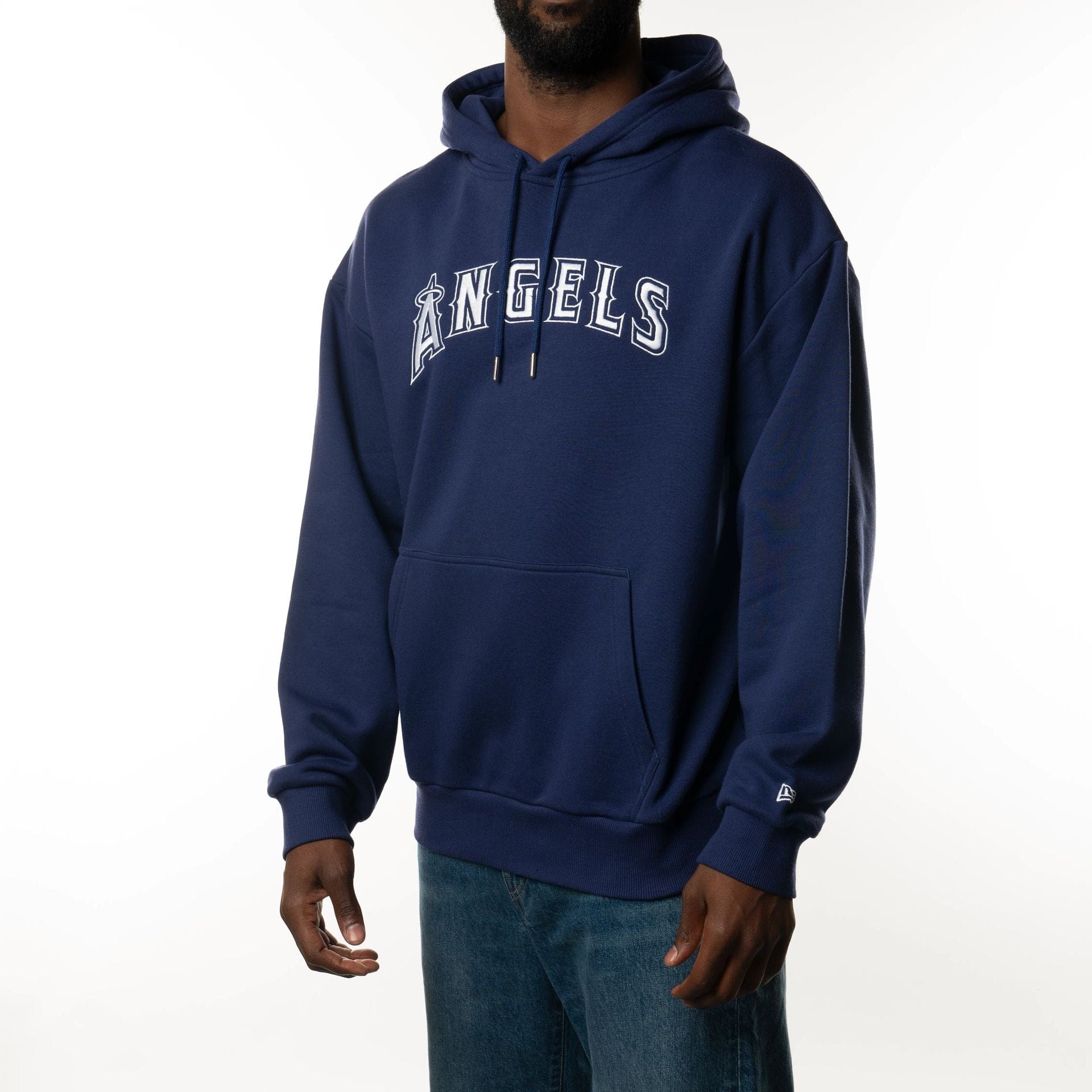 The Male model is wearing LA Angels Freeway Series Dark Blue Pullover Hoodie 1