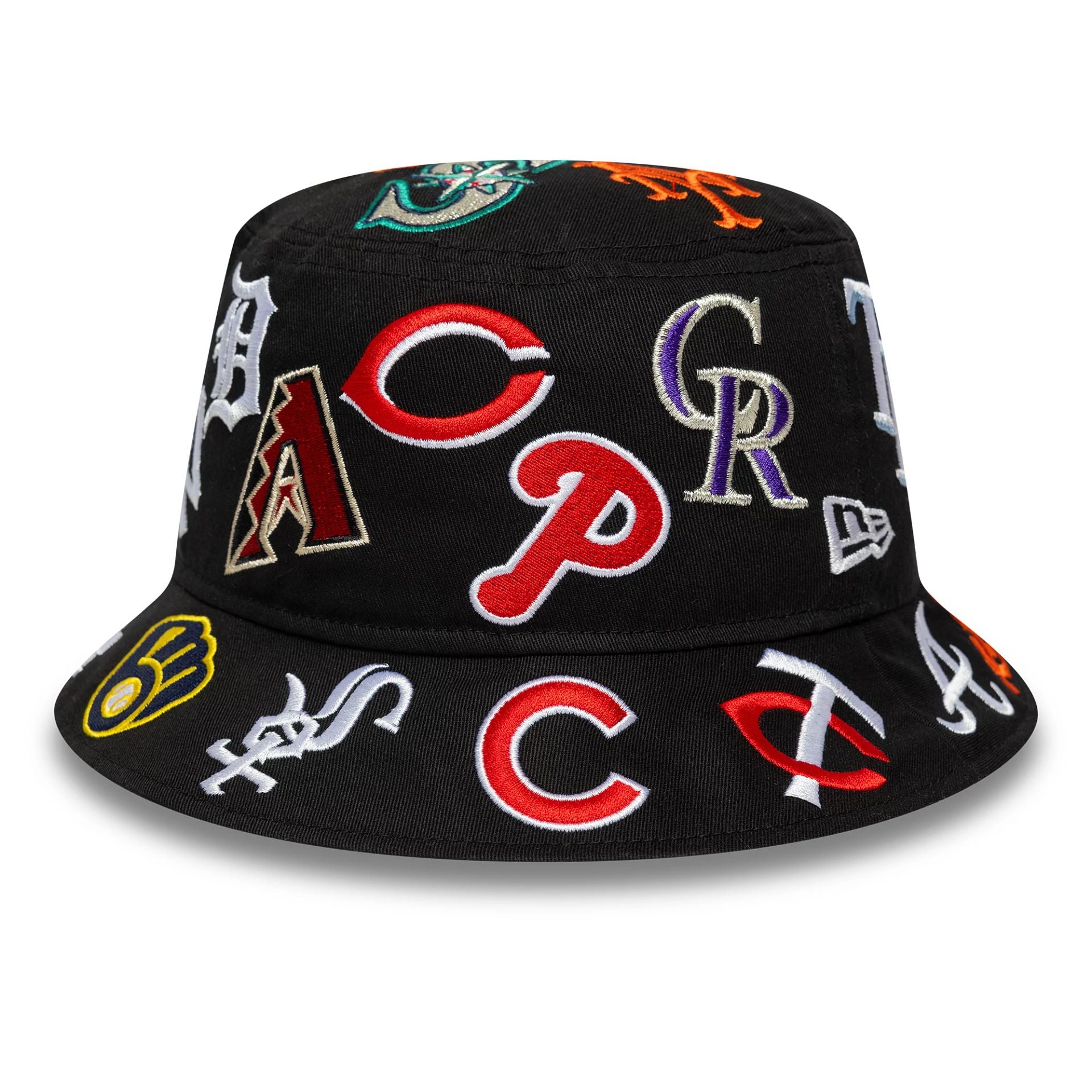 This is a MLB All Over Black Bucket Hat 1