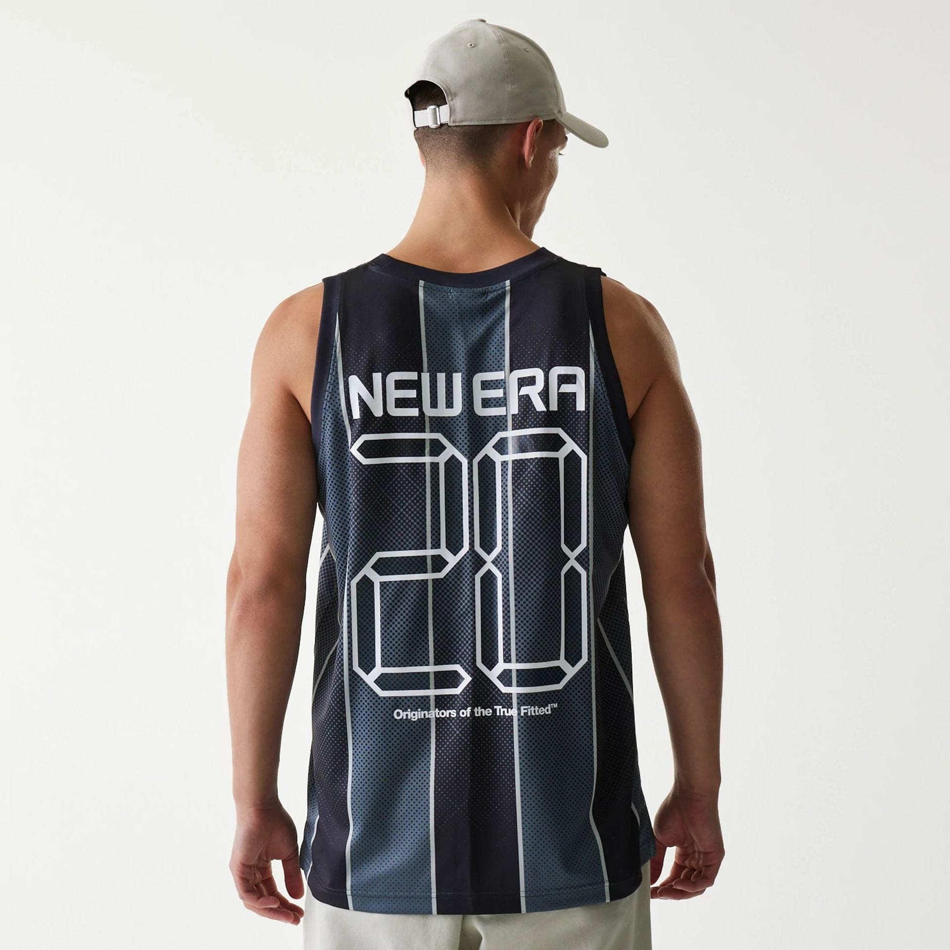 The Male model is wearing New Era City Sport Black Tank Top 2