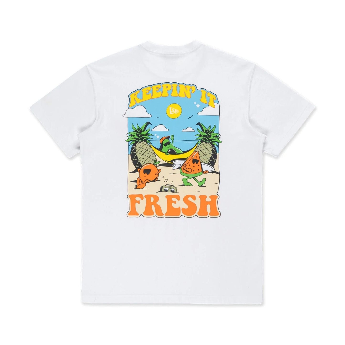The Male model is wearing New Era Fruit Keepin' It Fresh White T-Shirt 2