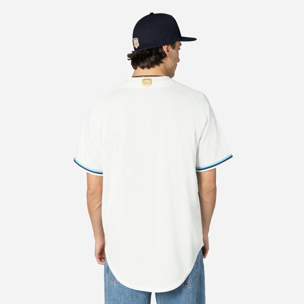 The Male model is wearing Veracruz Aguilas Mexico LMB On Field Cream On-Field Jersey 2