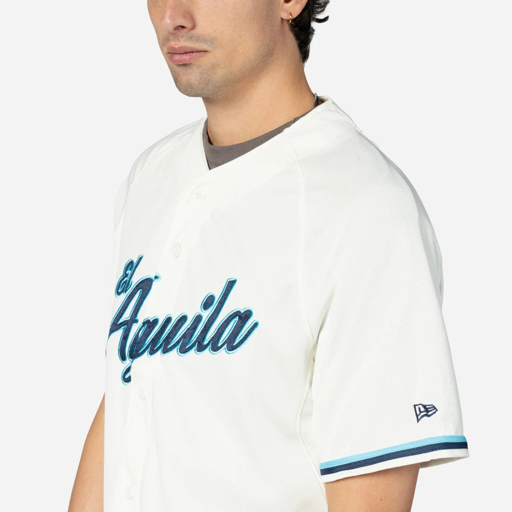 The Male model is wearing Veracruz Aguilas Mexico LMB On Field Cream On-Field Jersey 4