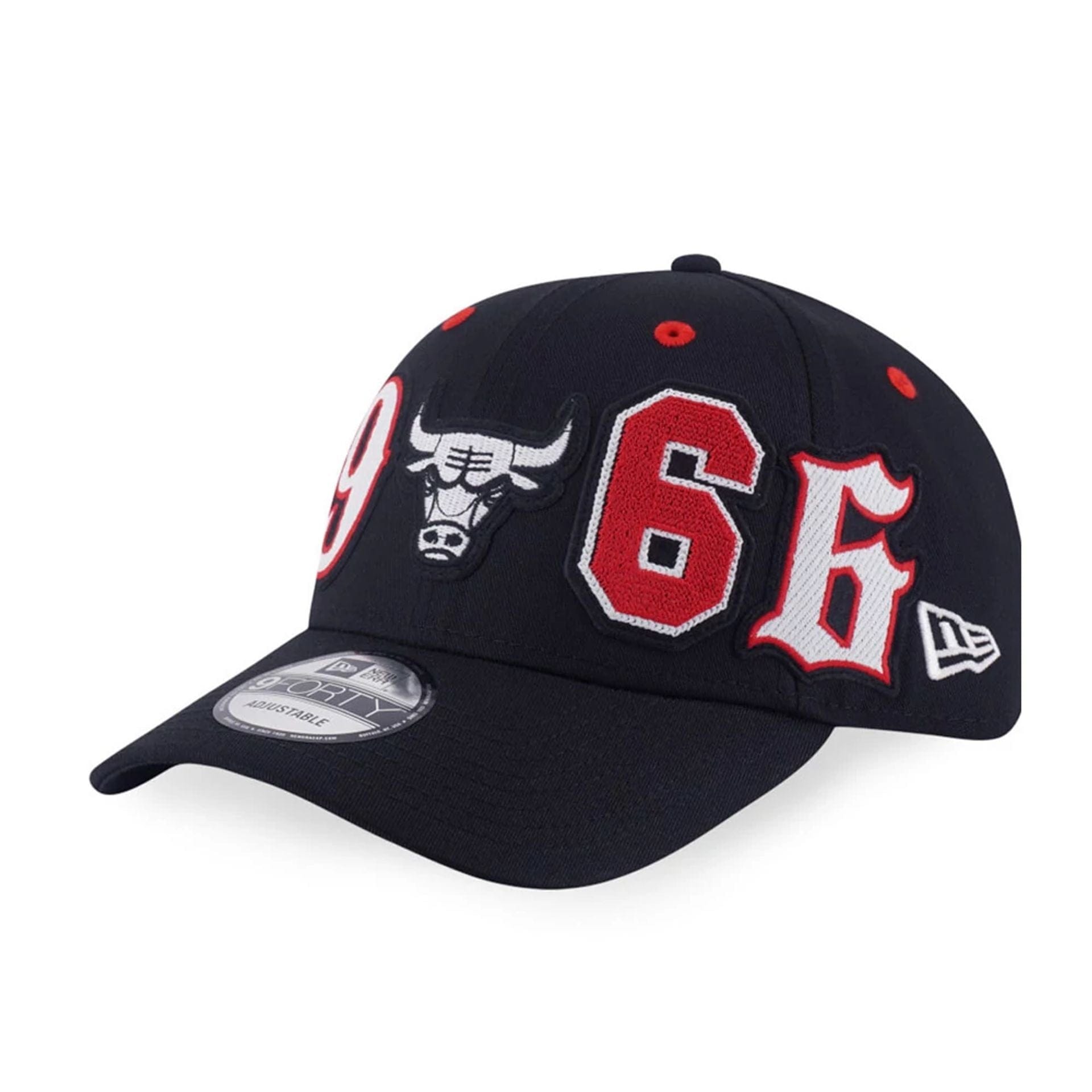 This is a Chicago Bulls NBA League Patch Black 9FORTY Adjustable Cap 1