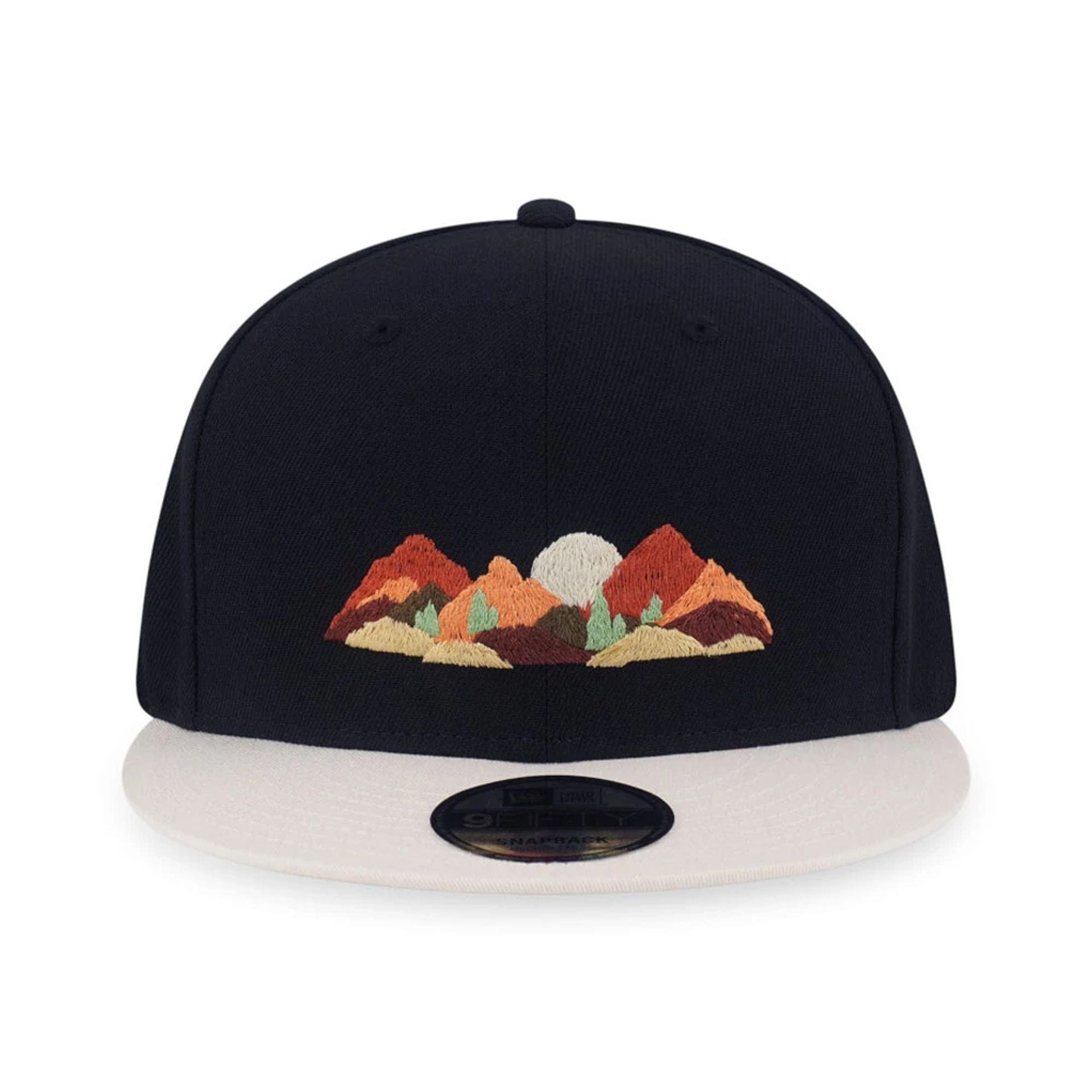 Pictured is this New Era Mountain Logo 9FIFTY Snapback cap in black. 2