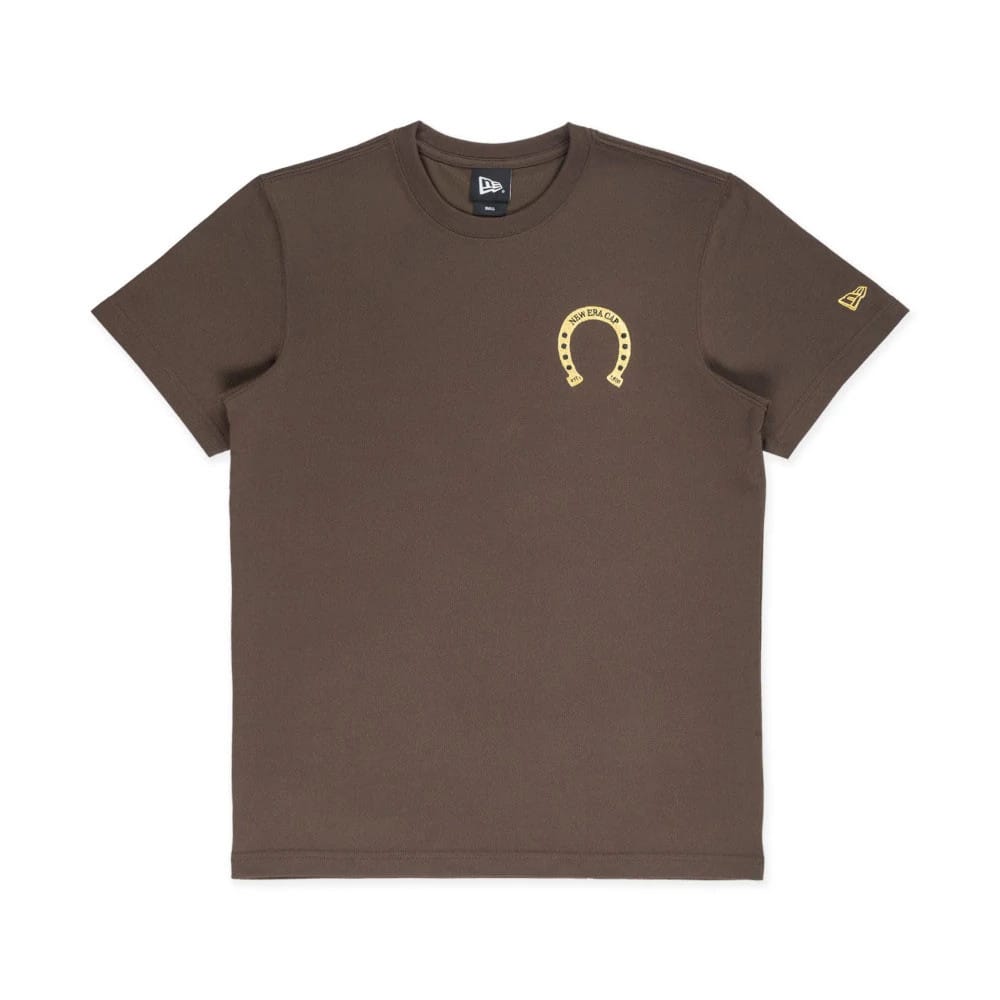 The model is wearing this New Era Year Of The Horse T-Shirt in brown. 1