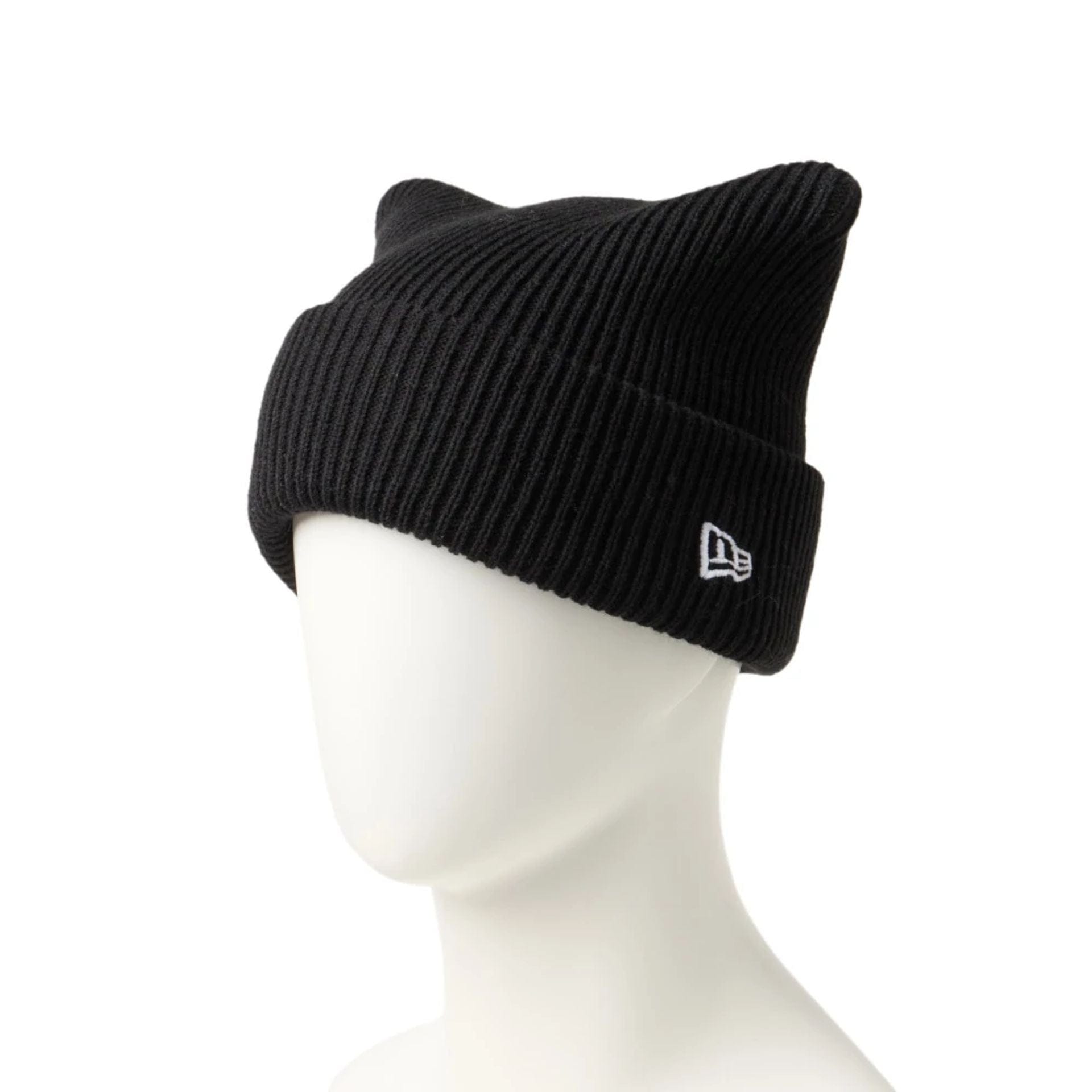 This is a New Era Black Rib Knit Beanie Hat 1