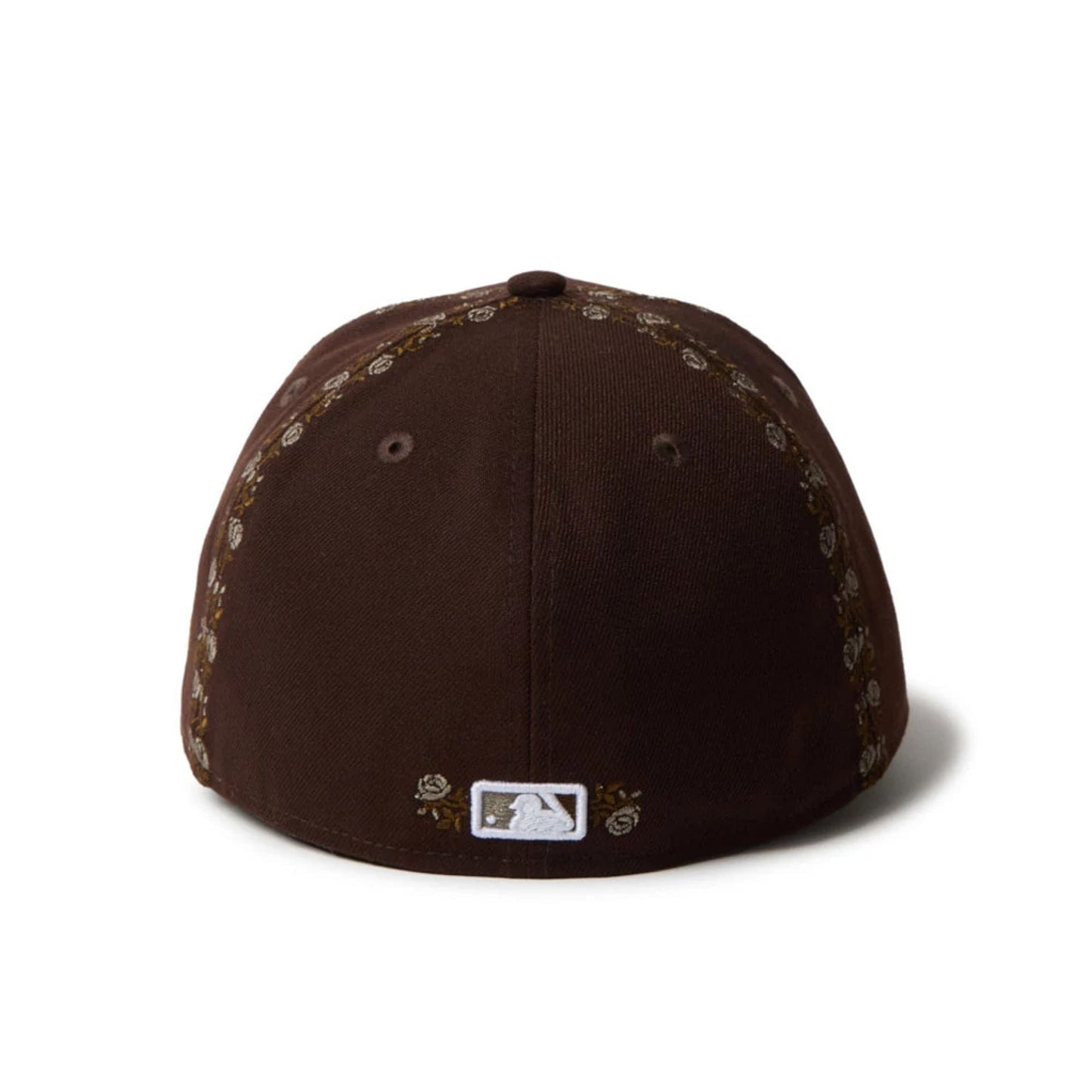 This is a San Diego Padres MLB Rose Emblem Dark Brown Low Profile 59FIFTY Fitted Cap 3