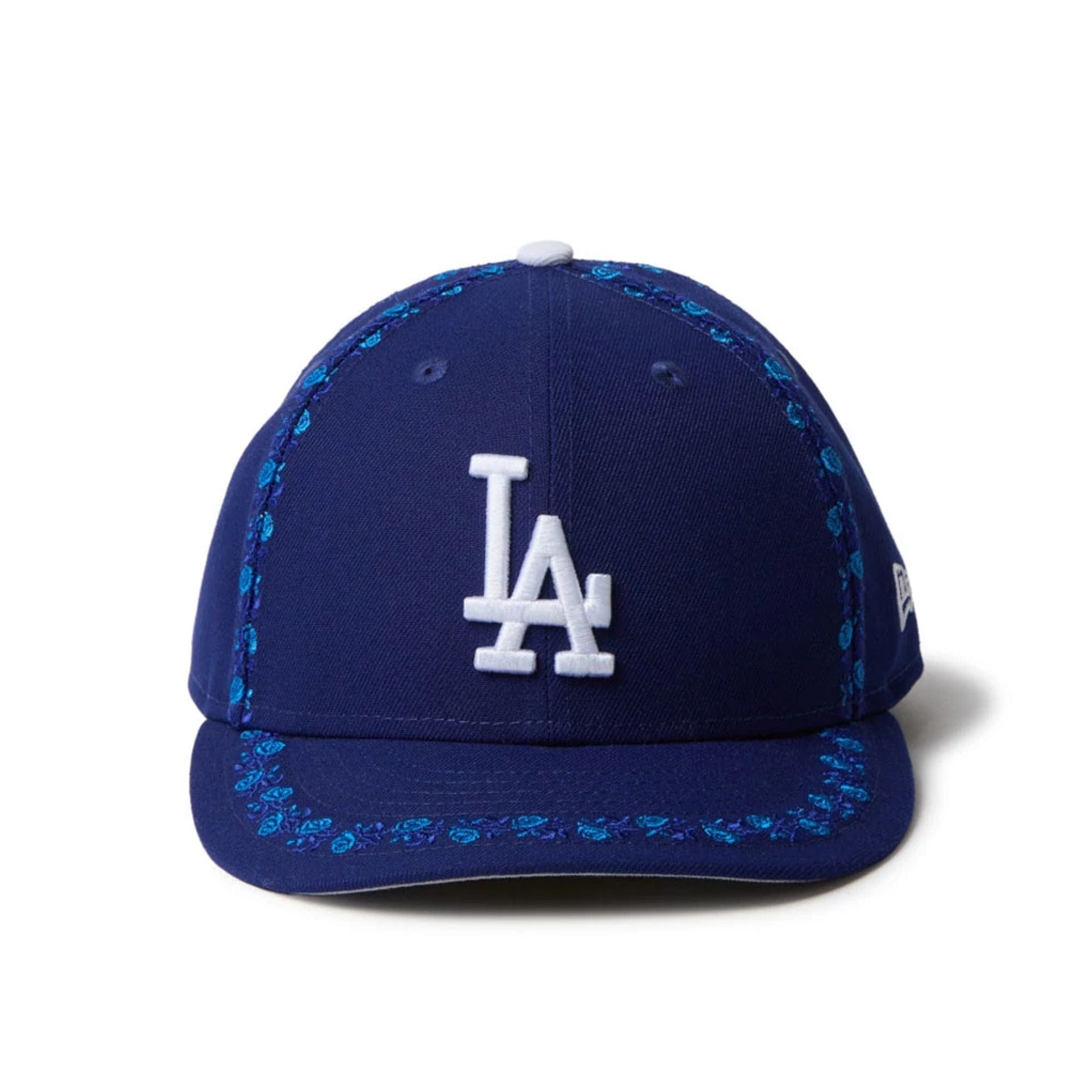 This is a LA Dodgers MLB Rose Emblem Dark Blue Low Profile 59FIFTY Fitted Cap 2