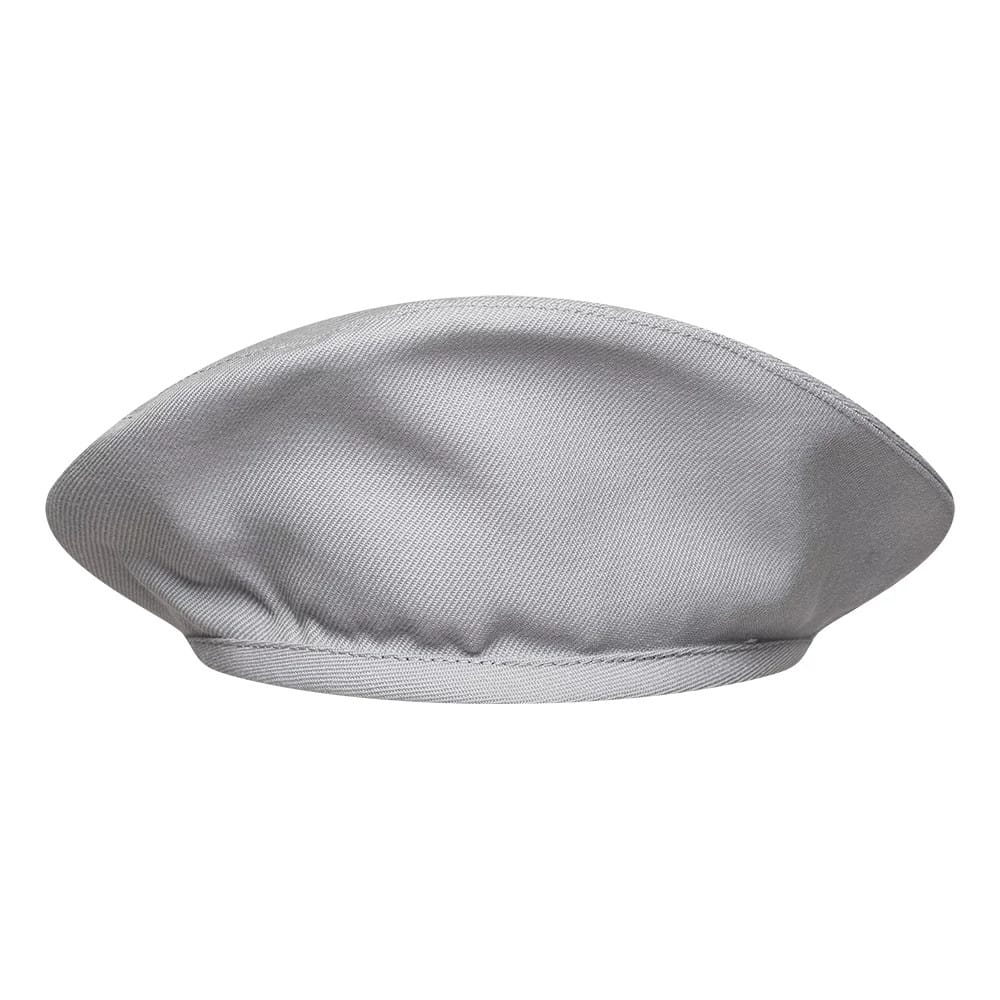 New Era Wool Grey Beret, front view showing the classic rounded shape with textured wool fabric and smooth finish on the crown, showcasing the traditional design without visible logos or embellishments.