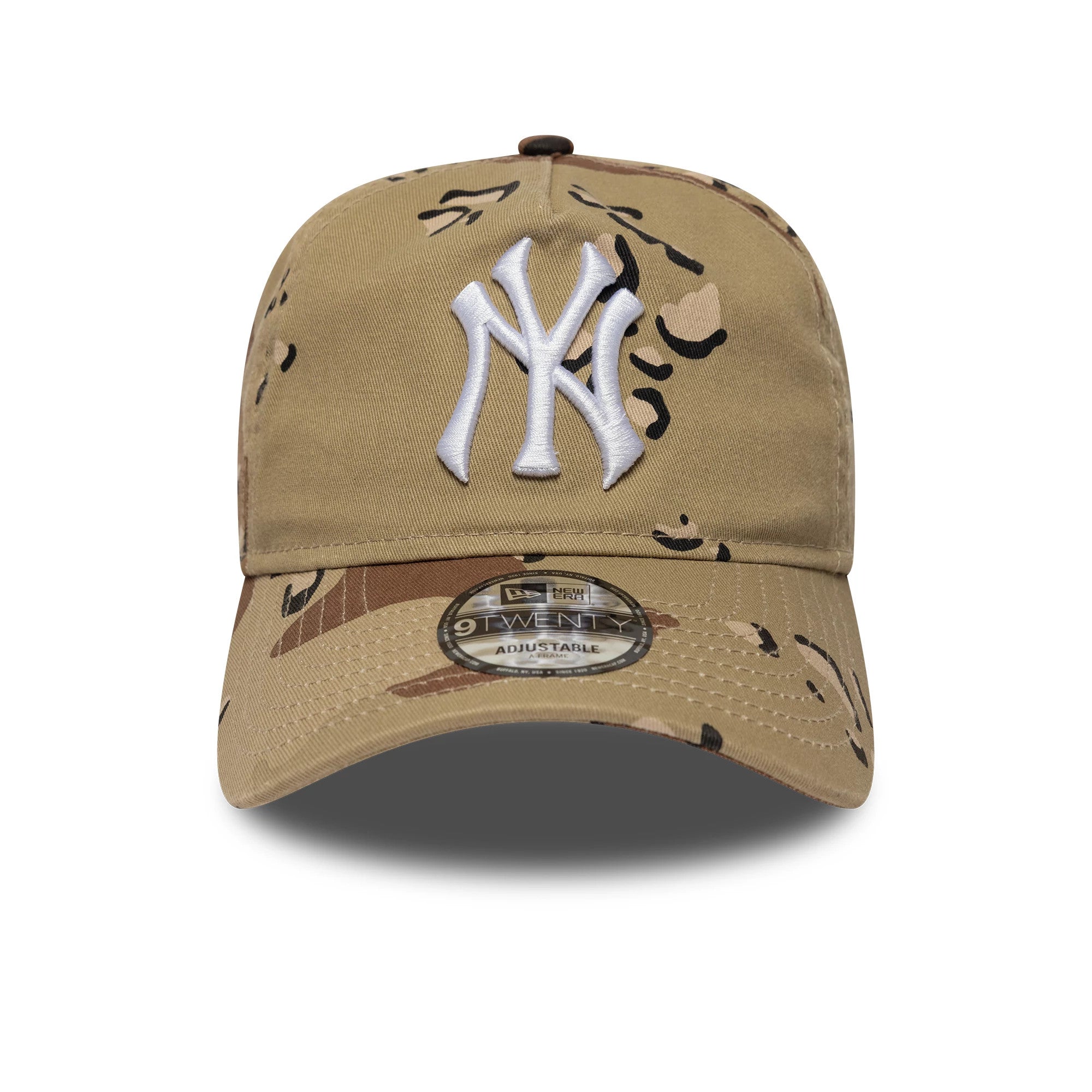 Pictured is this MLB Camo Reserve New York Yankees 9TWENTY A-Frame Adjustable cap in Desert Camo. 2