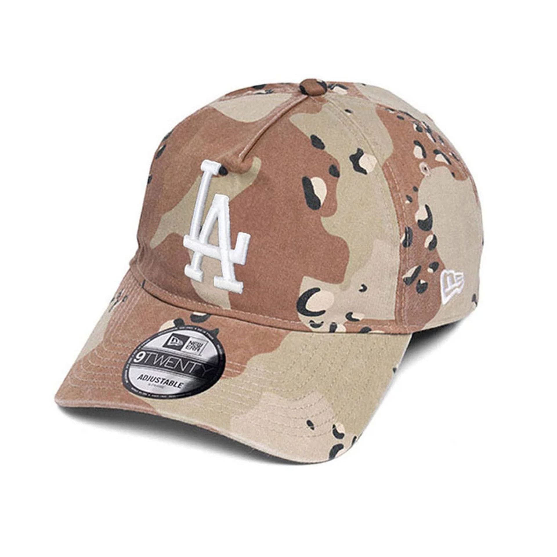 Pictured is this MLB Camo Reserve LA Dodgers 9TWENTY A-Frame Adjustable cap in Desert Camo. 1