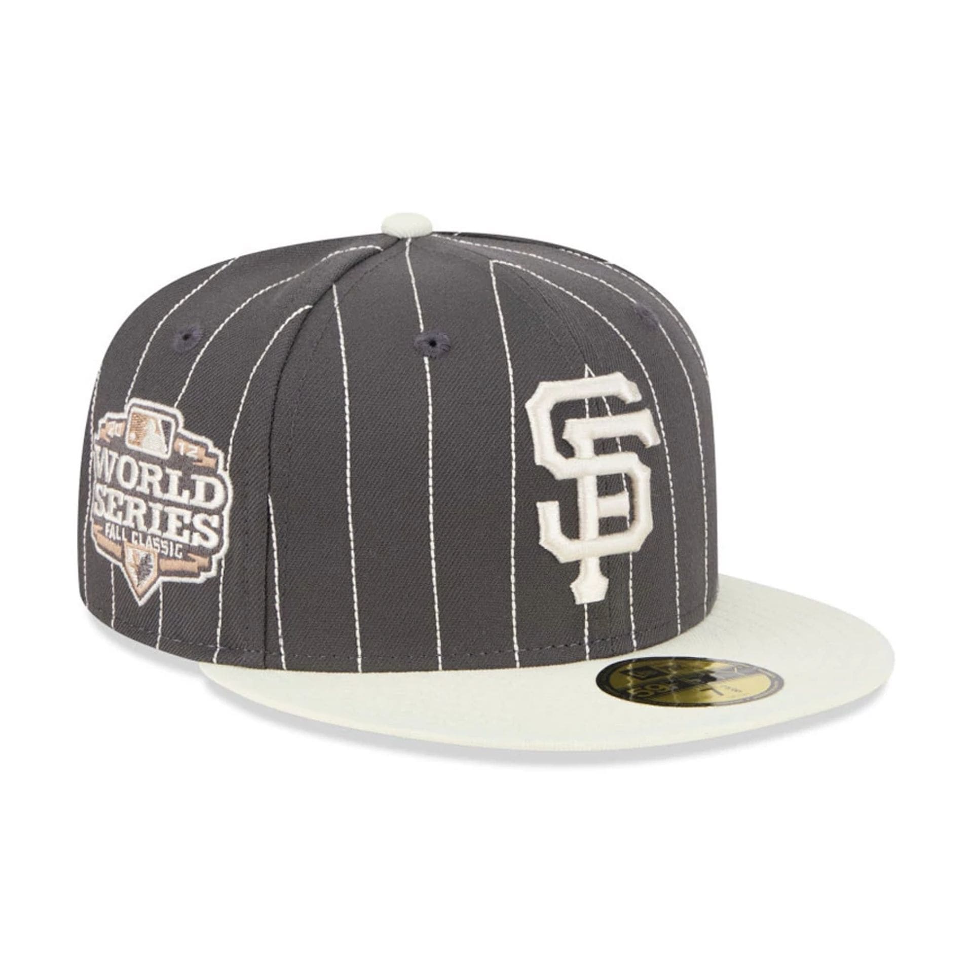 Pictured is this MLB Stripes San Francisco Giants 59FIFTY Fitted cap in dark grey. 1
