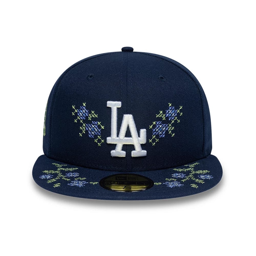 Pictured is this MLB Garden LA Dodgers 59FIFTY Fitted cap in dark blue. 2