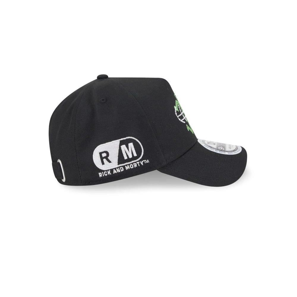 Pictured is this Rick And Morty Glow In The Dark 9FORTY A-Frame Adjustable cap in black. 4