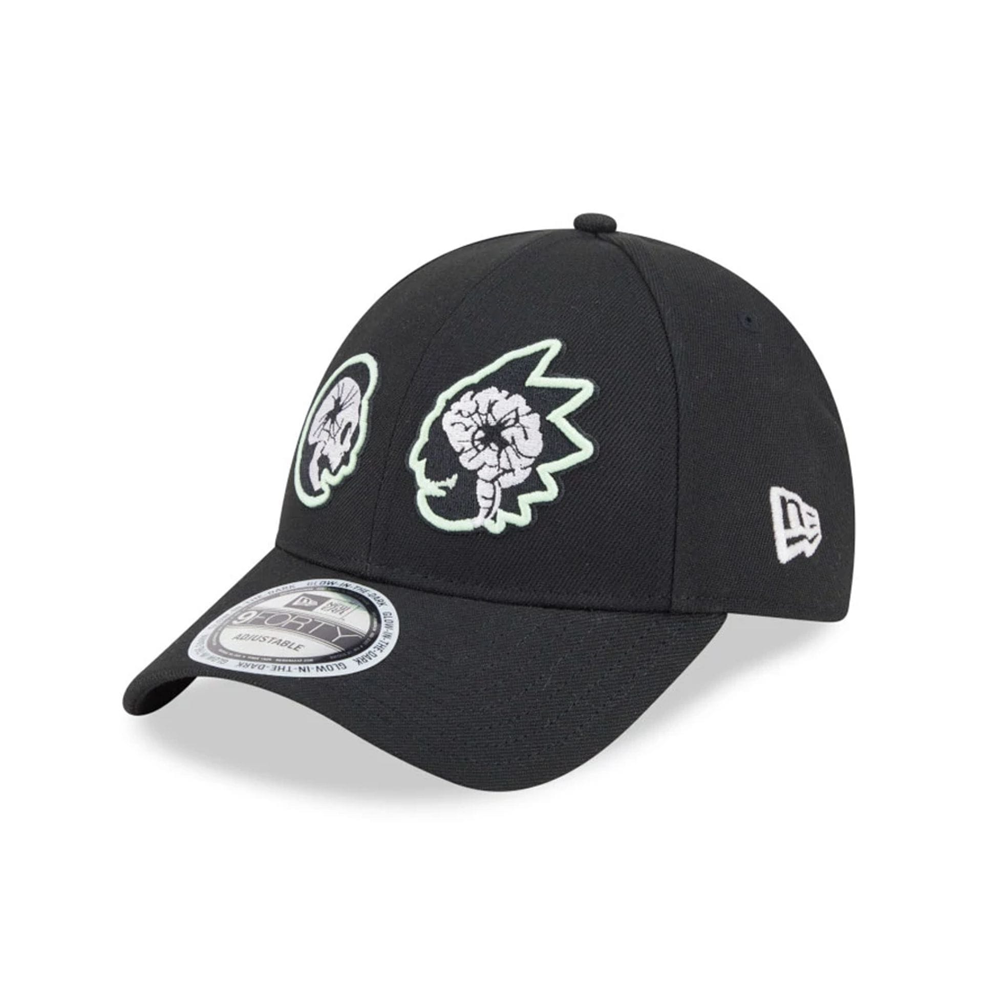Pictured is this Rick And Morty Glow In The Dark 9FORTY Adjustable cap in black. 1