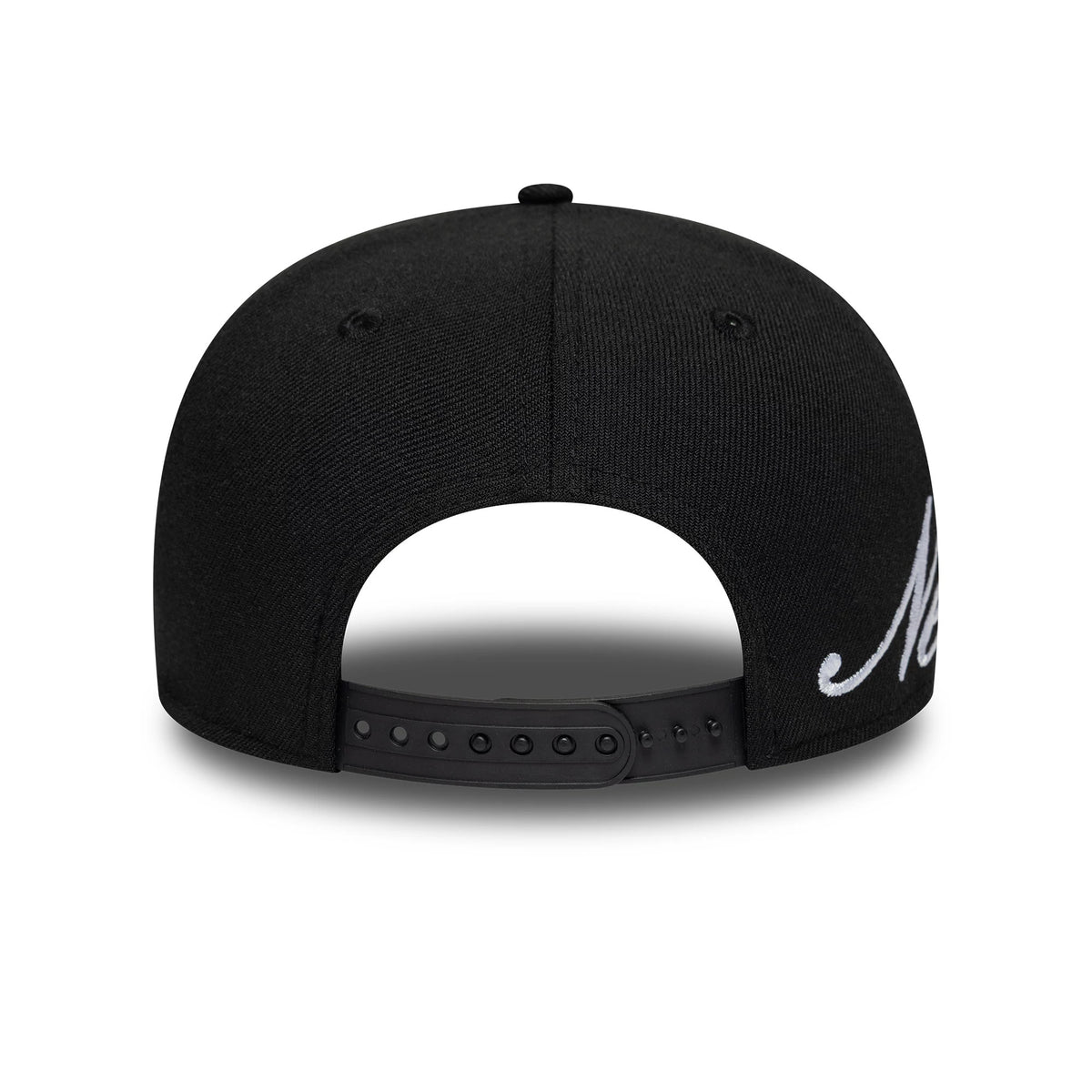 Pictured is this New Era Big Script 9SEVENTY Stretch Snap cap in black. 4