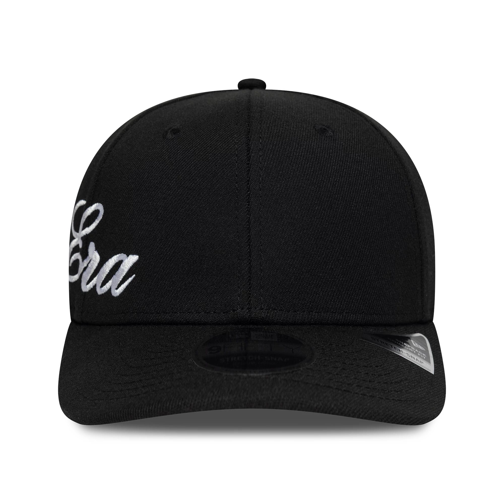 Pictured is this New Era Big Script 9FIFTY Stretch Snap cap in black. 2