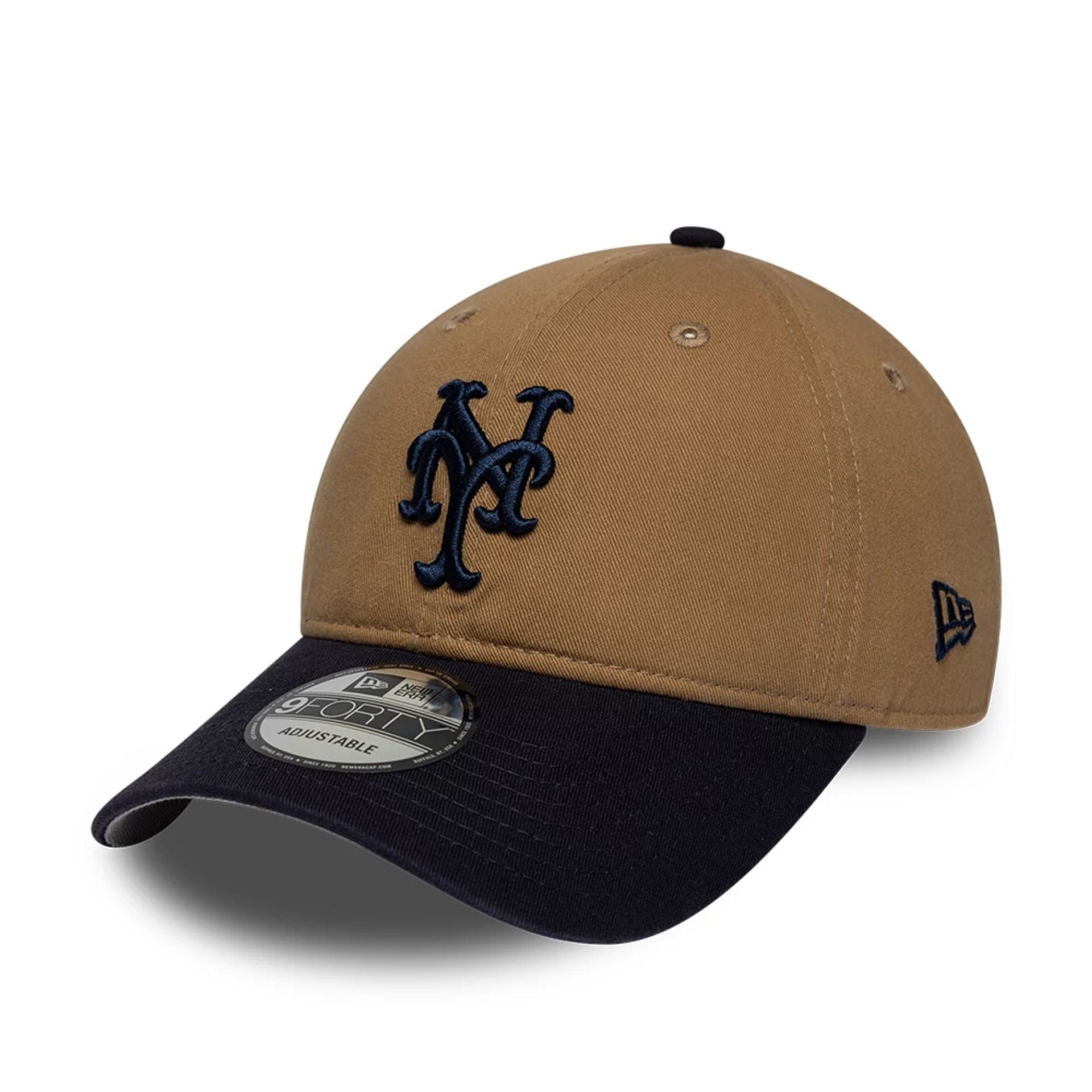 Pictured is this MLB New York Mets 9FORTY Unstructured cap in Beige. 1