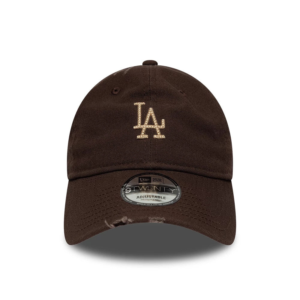 Pictured is this MLB Distressed LA Dodgers 9TWENTY cap in dark brown. 2