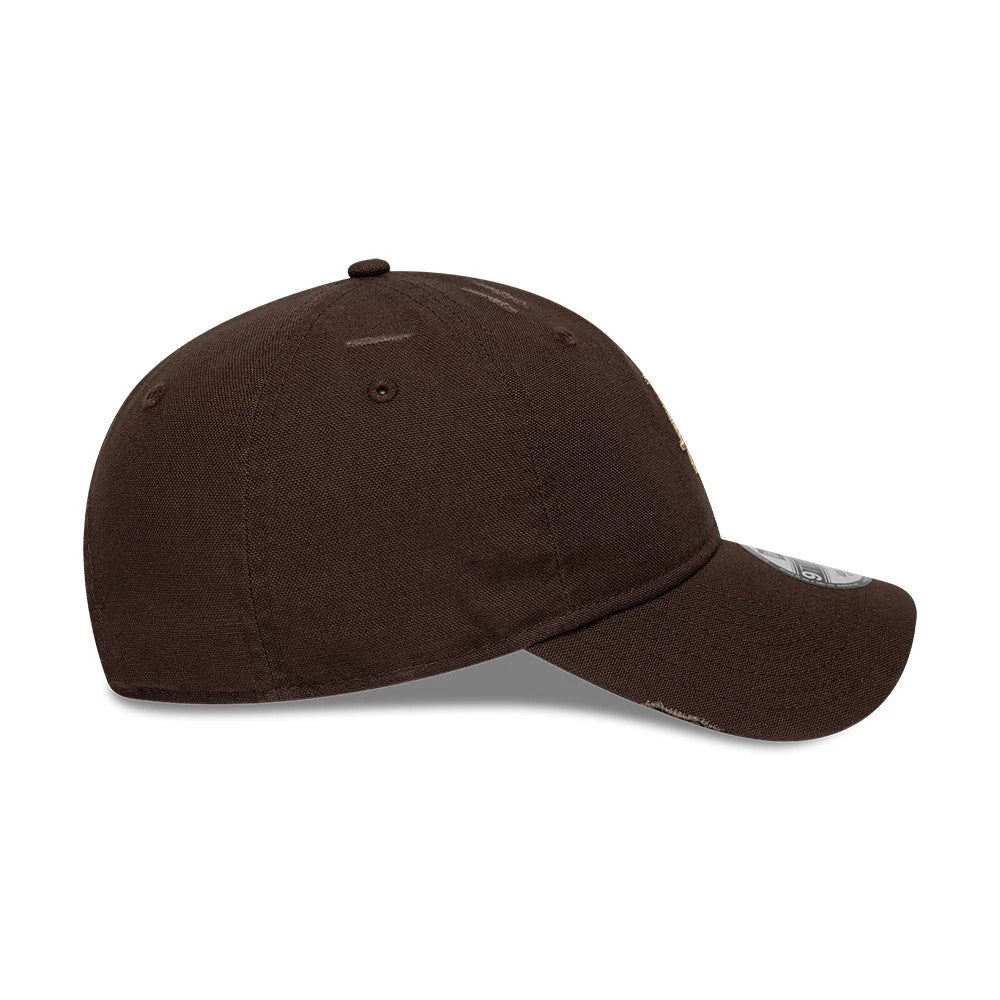 Pictured is this MLB Distressed LA Dodgers 9TWENTY cap in dark brown. 7