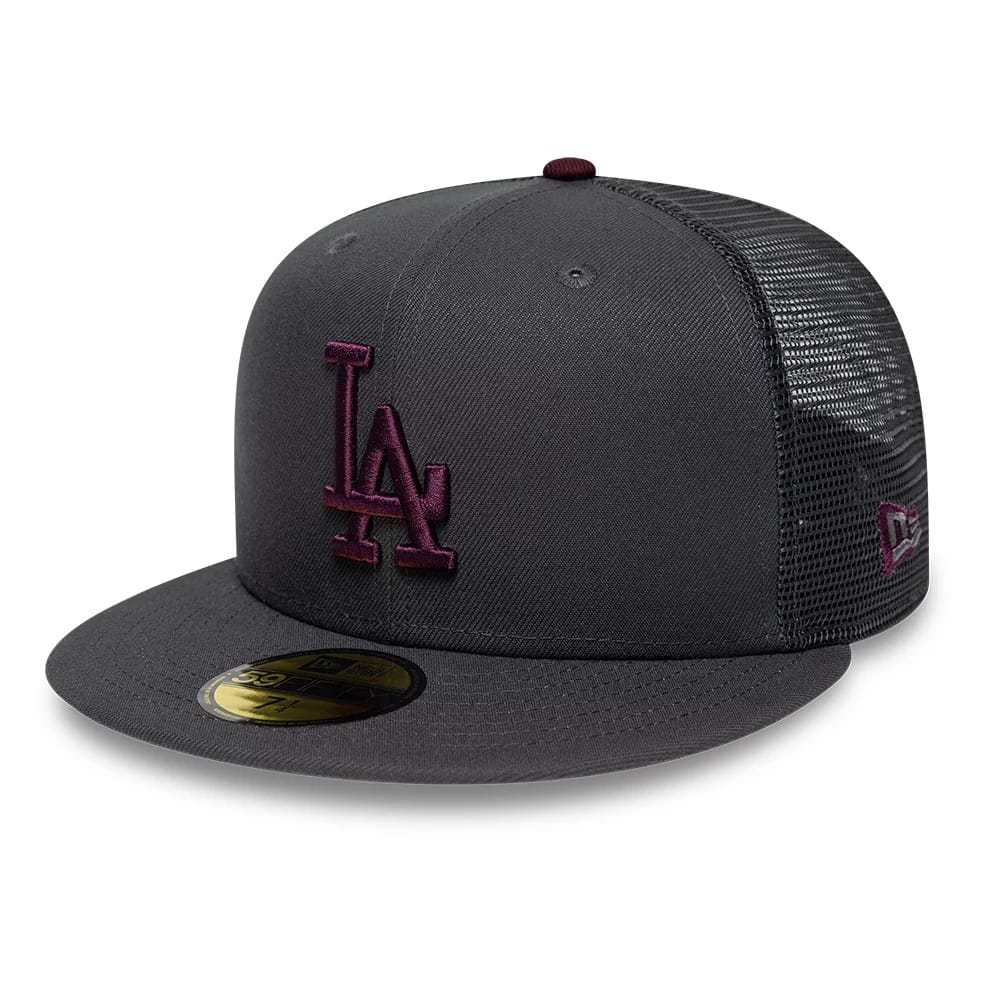 Pictured is this MLB Hydrangea LA Dodgers 59FIFTY Fitted cap in dark grey. 1