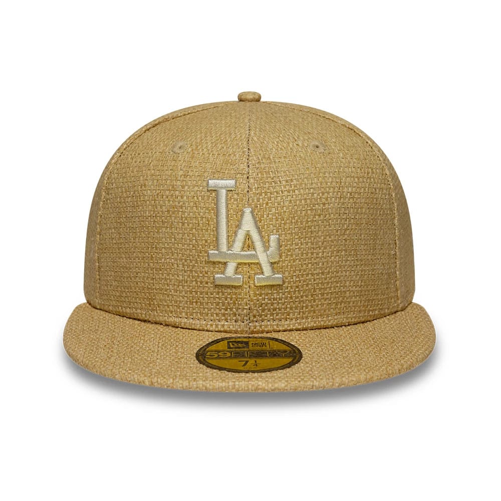 Pictured is this MLB Straw LA Dodgers 59FIFTY Fitted cap in beige. 2