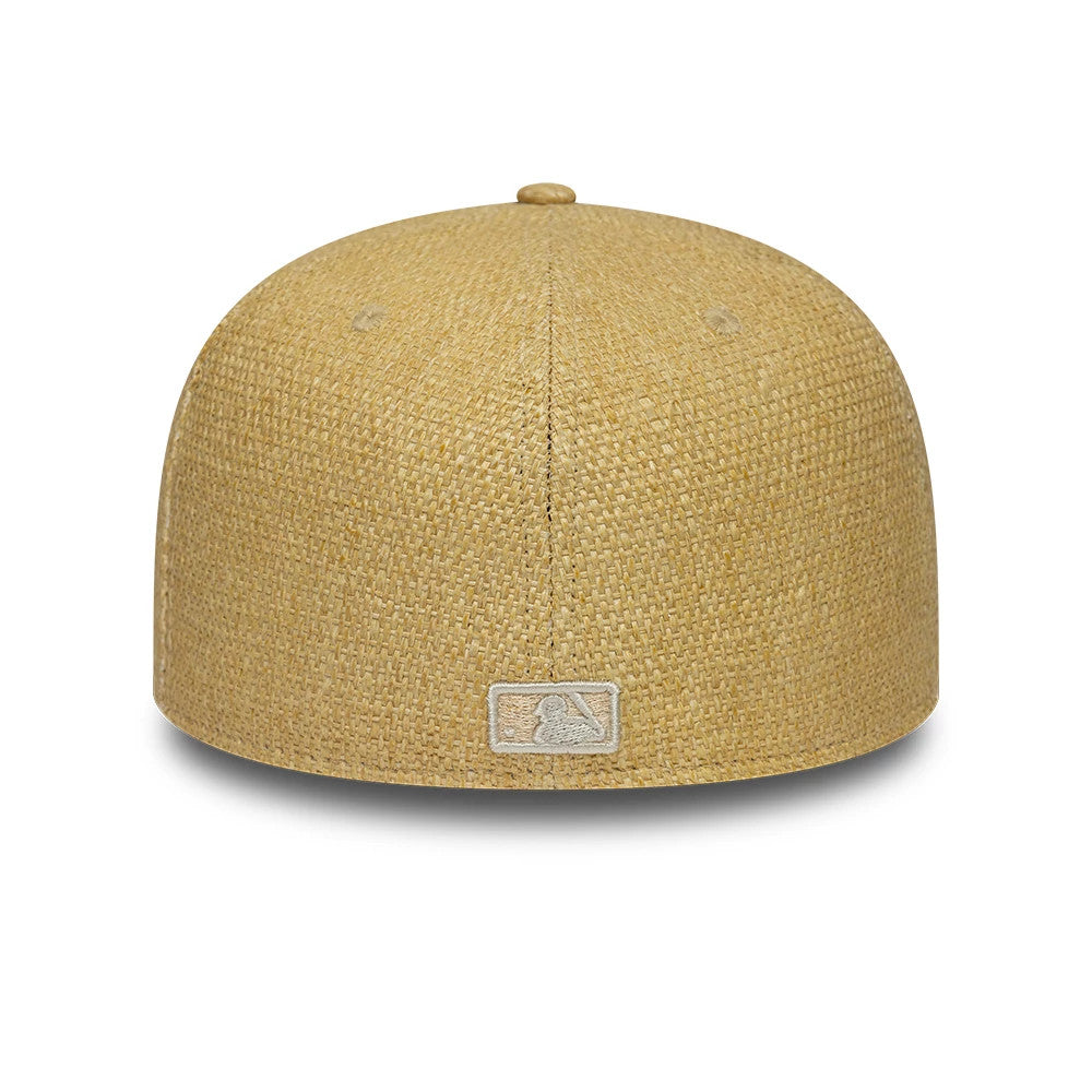 Pictured is this MLB Straw LA Dodgers 59FIFTY Fitted cap in beige. 4
