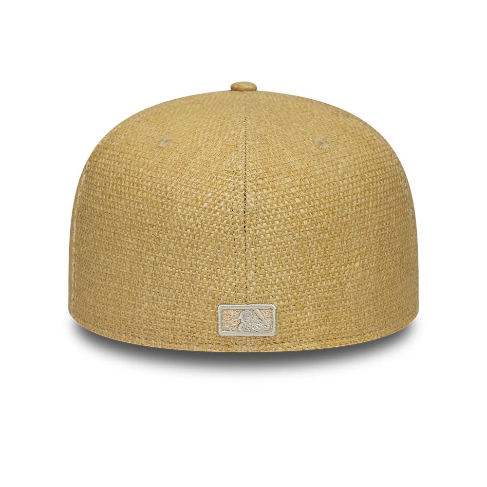 Pictured is this MLB Straw LA Dodgers 59FIFTY Fitted cap in beige. 4