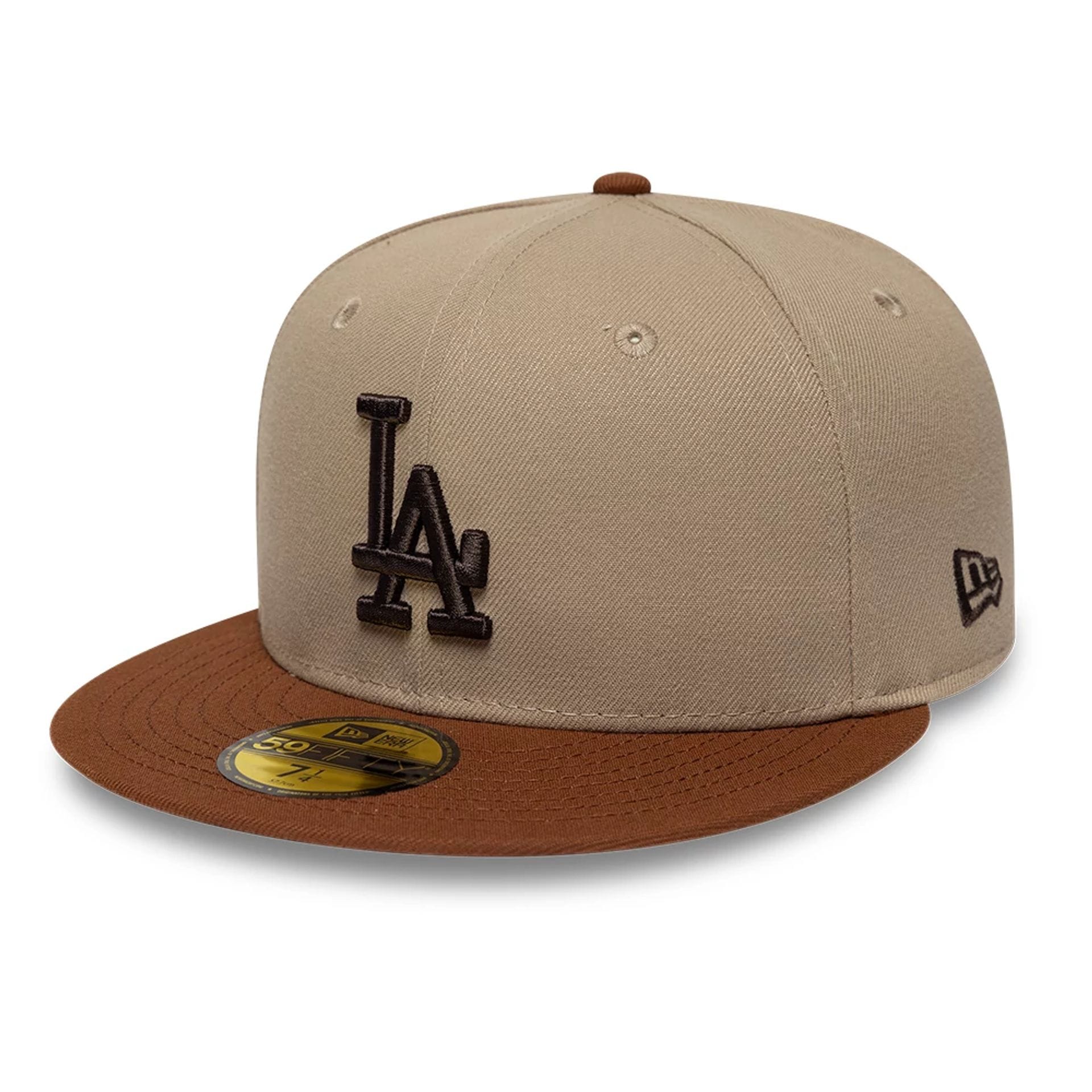 Pictured is this MLB Mocha Mousse LA Dodgers 59FIFTY Fitted cap in multi. 1