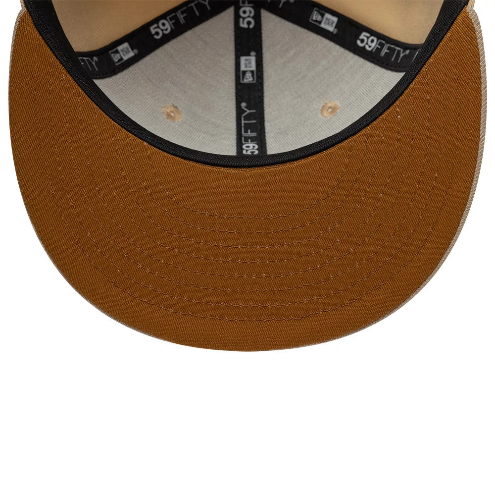 Pictured is this New Era Mocha Mousse 59FIFTY Fitted cap in light beige. 2