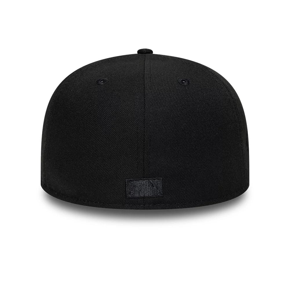 Pictured is this MLB Black On Black Arizona Diamondbacks 59FIFTY Fitted cap in black. 4