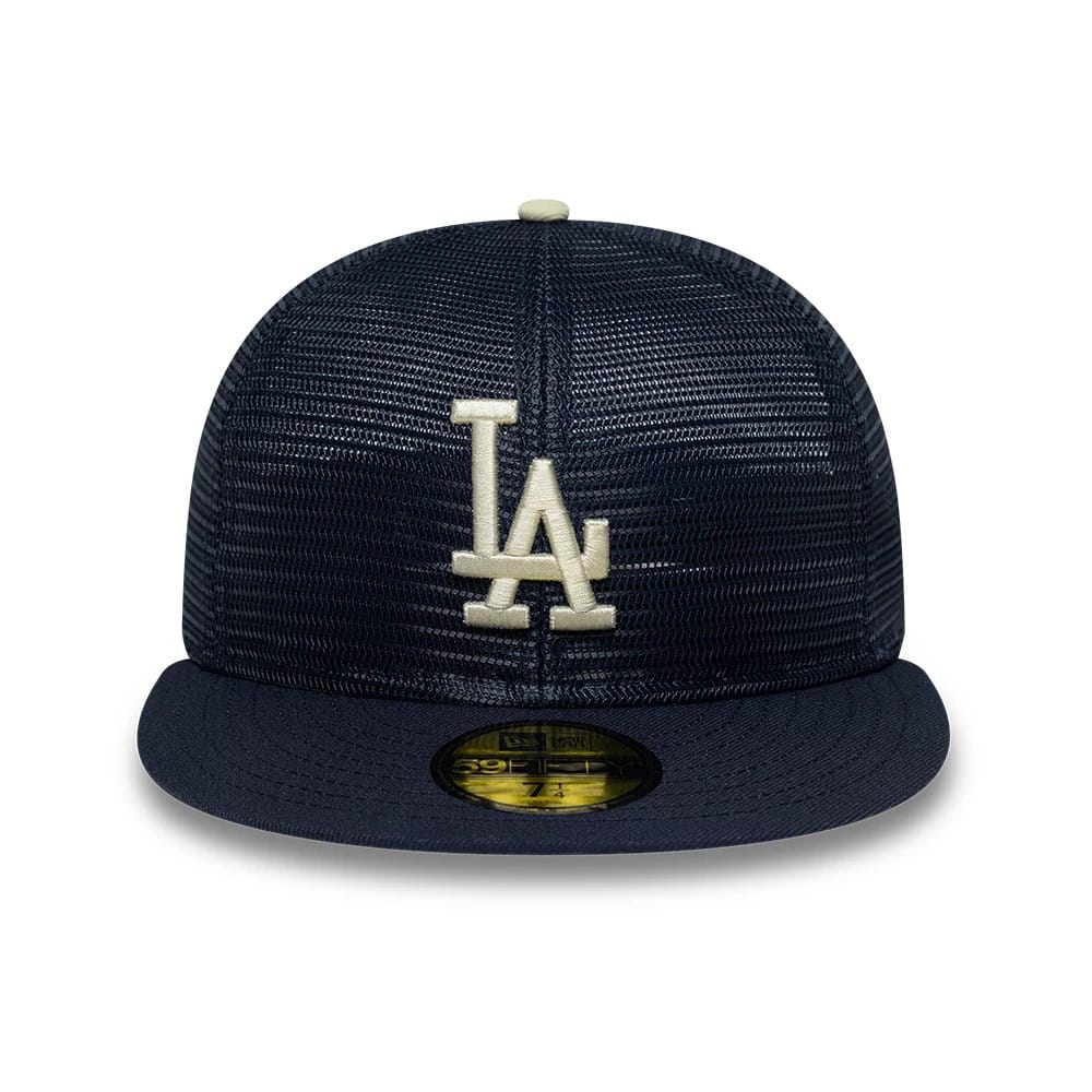 Pictured is this MLB All Mesh LA Dodgers 59FIFTY Fitted cap in navy. 3