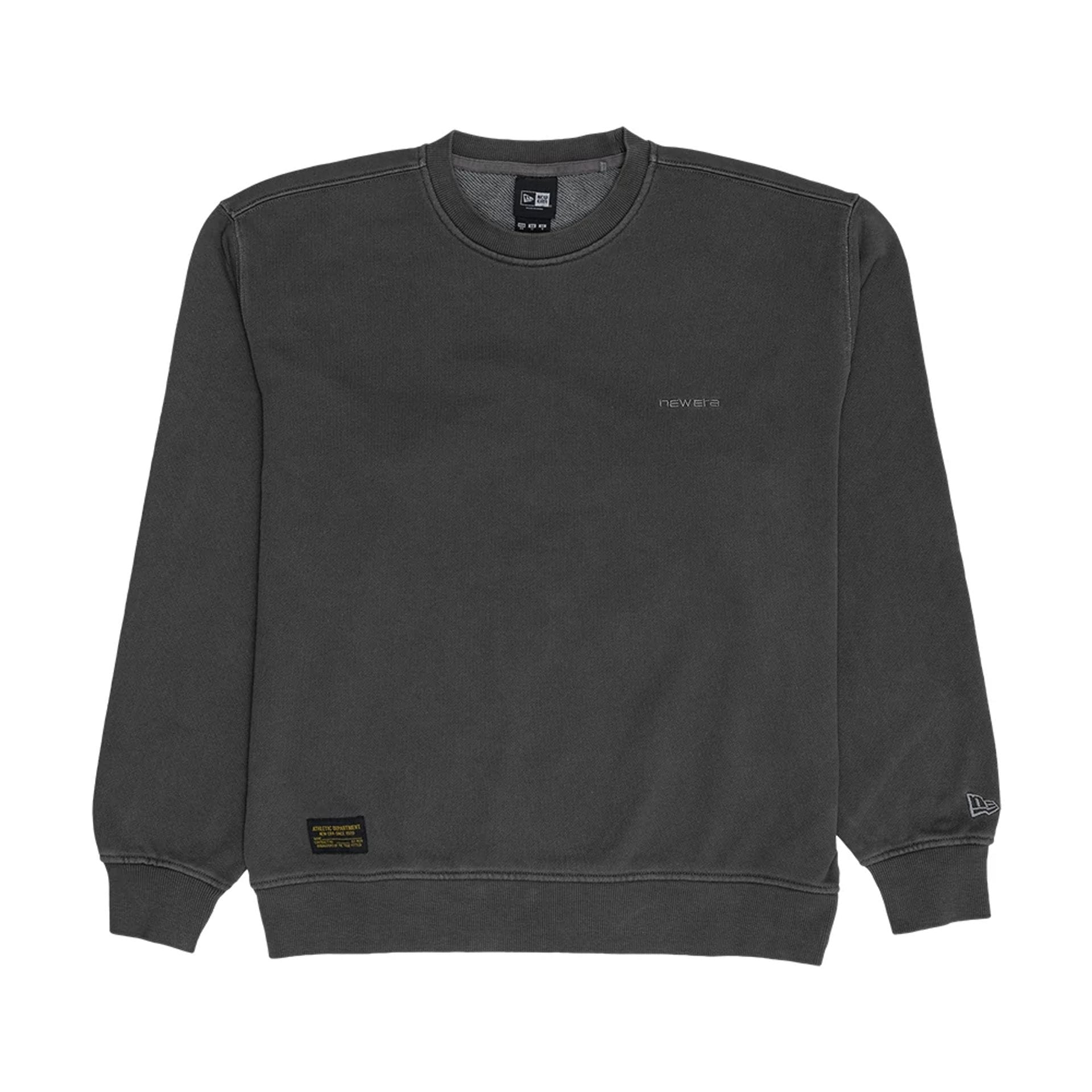 The model is wearing this New Era Originators Crew Neck Sweater in black. 1