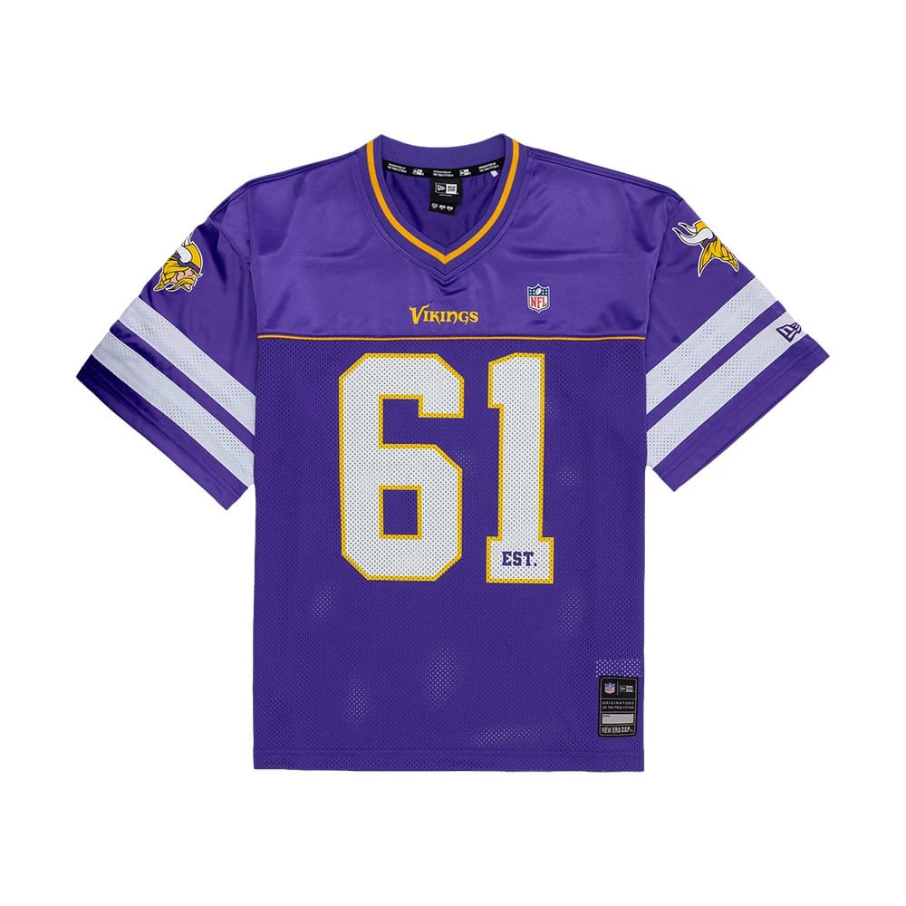 The model is wearing this NFL Minnesota Vikings Mesh Jersey in purple. 7