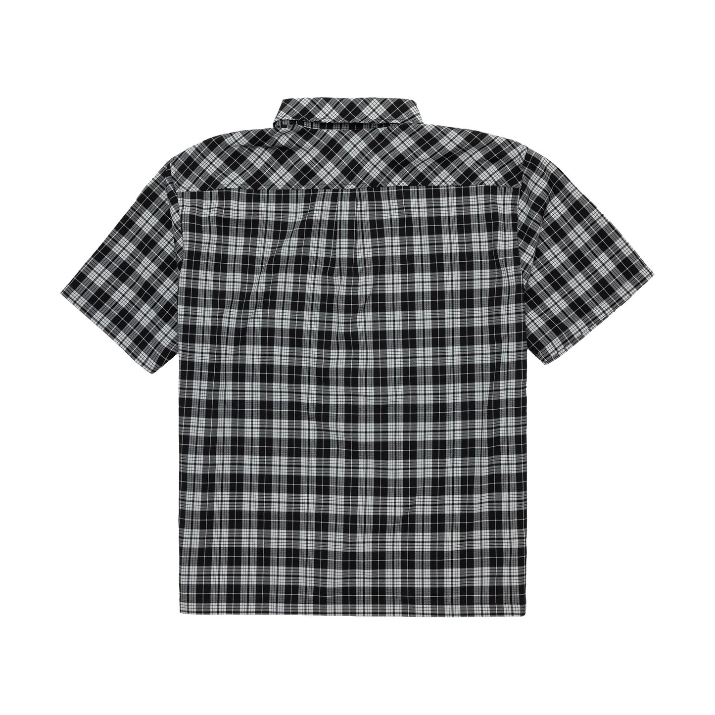 This is a New Era Check Short Sleeve Shirt in black. 2