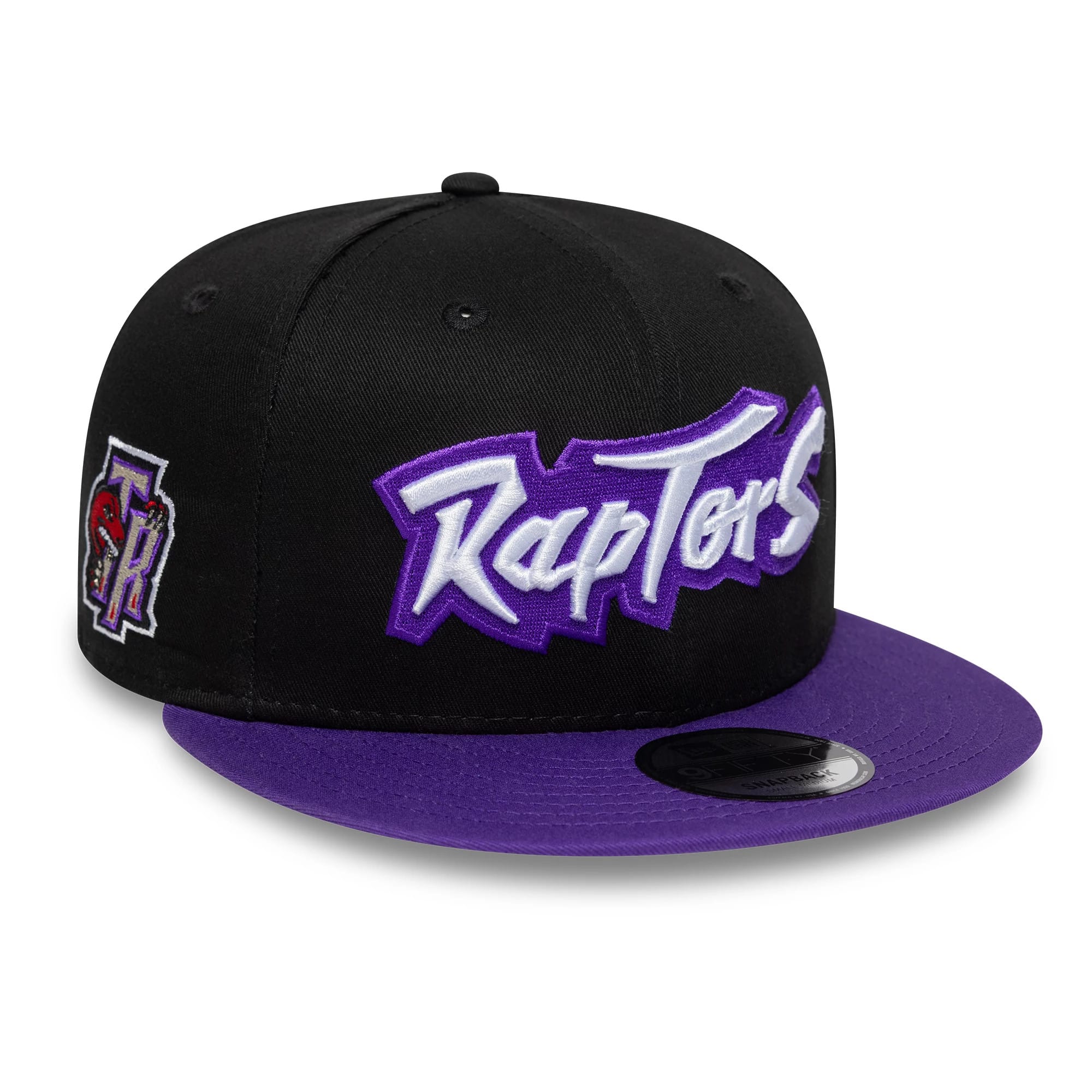 Pictured is this NBA Hardwood Classic Toronto Raptors 9FIFTY Snapback cap in black & purple. 1