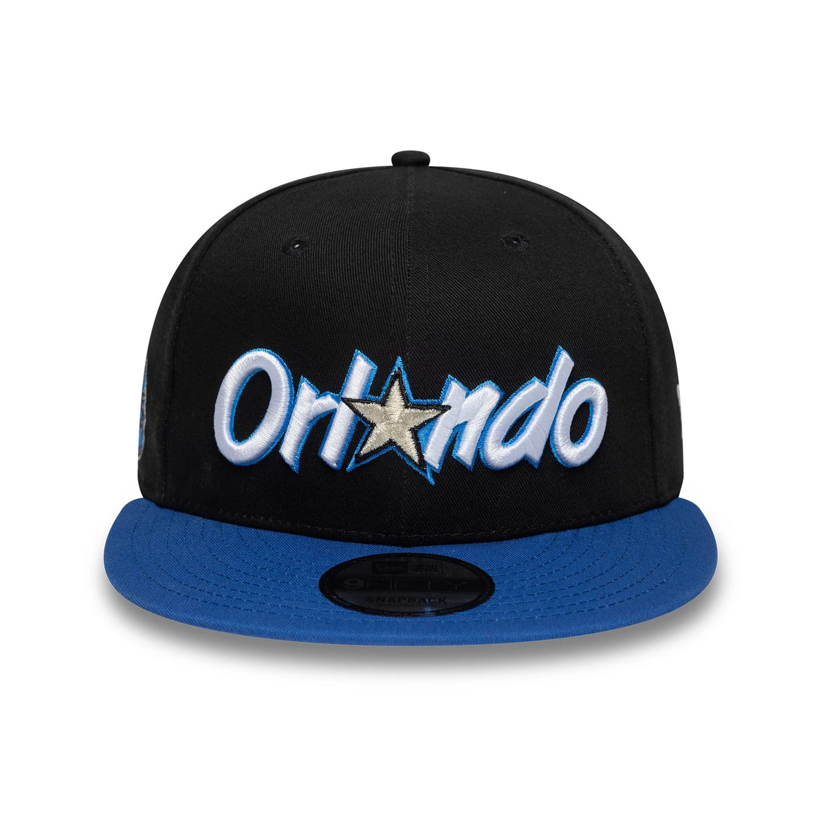 Pictured is this NBA Hardwood Classic Orlando Magic 9FIFTY Snapback cap in black & blue. 2