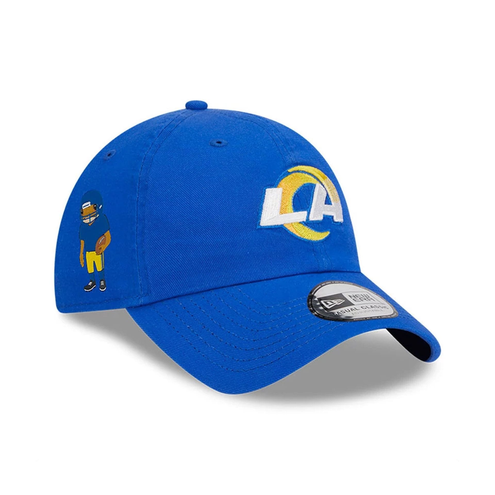 Pictured is this NFL X Bad Bunny LA Rams Casual Classic cap in bright blue. 1