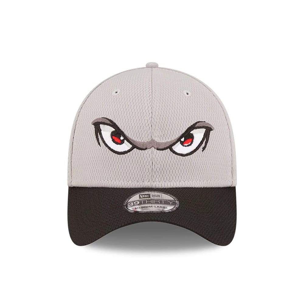 Pictured is this MiLB Batting Practice Lake Elsinore Storm 39THIRTY Stretch Fit cap in light grey. 2