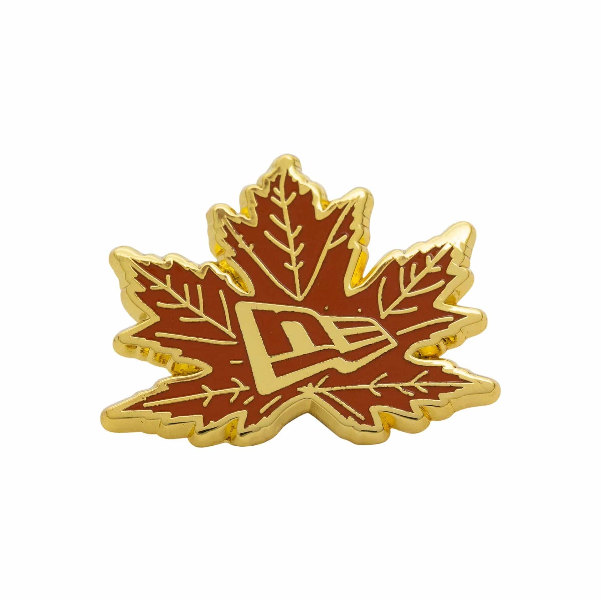 This is a New Era Leaf Logo Gold Pin Badge 1