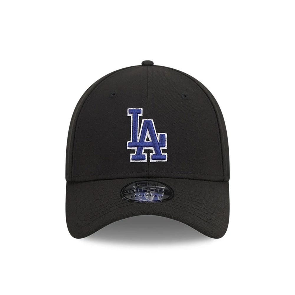 Pictured is this MLB Evergreen LA Dodgers 39THIRTY Stretch Fit cap in black. 9