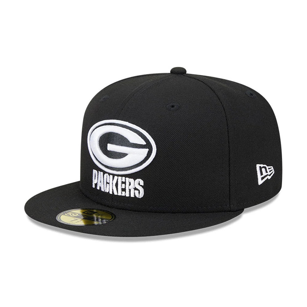 Pictured is this NFL Evergreen Green Bay Packers 59FIFTY Fitted cap in black. 4