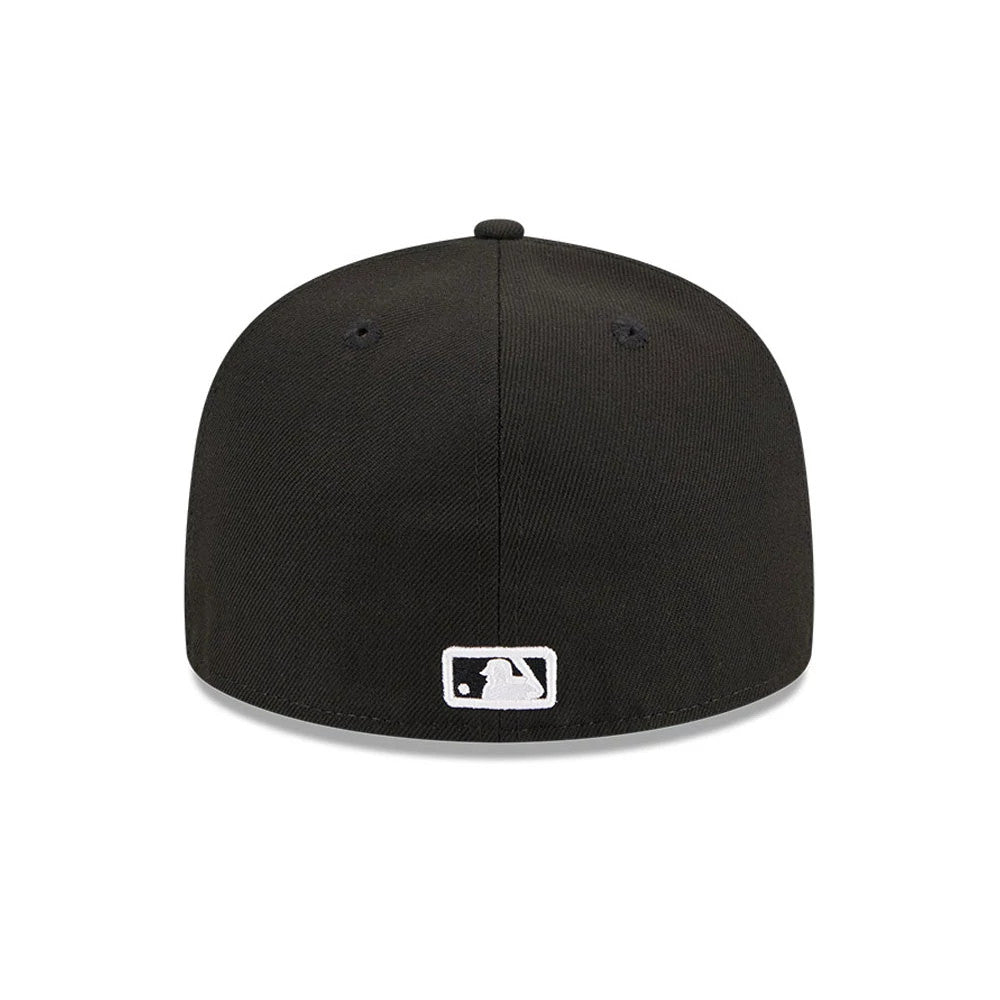 Pictured is this MLB Evergreen Atlanta Braves 59FIFTY Fitted cap in black. 7